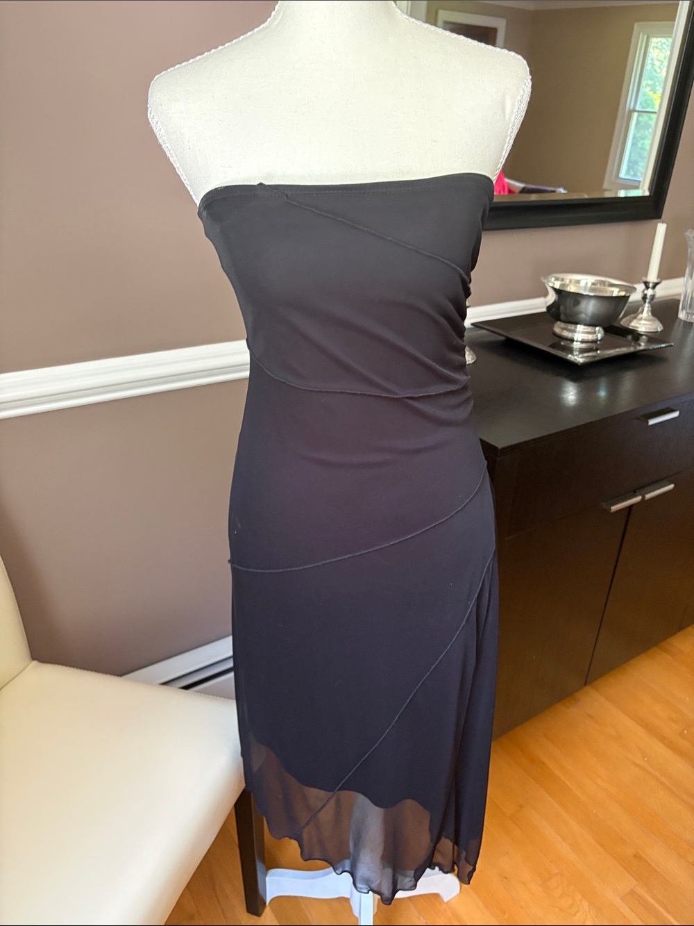 My Michelle Black Strapless Midi Dress